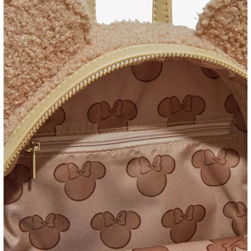 Loungefly Disney Minnie Mouse Sherpa Mini Backpack and Wallet Set NWT Exclusive - Picture 6 of 9